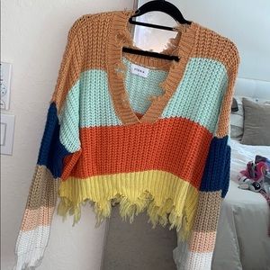 Reversible color block sweater
